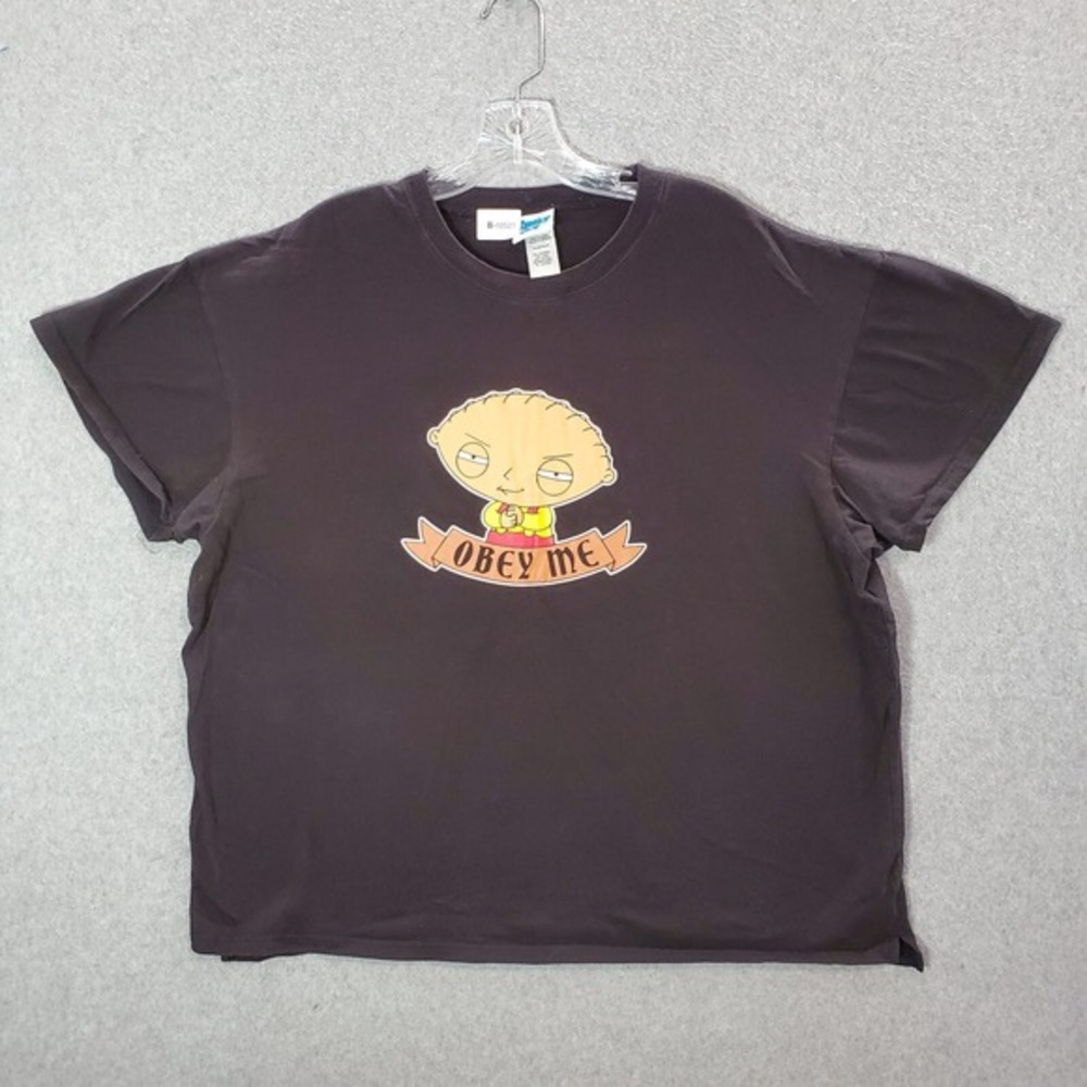 Family Guy Women Sleepwear Shirt XL Black Y2K Stewie Griffin Obey Me Graphic Tee